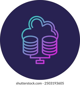 Database Line Gradient Icon Design