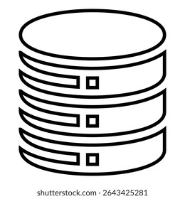 database line icon design. database thin black outline symbol vector illustration. editable stroke icon on transparent background.