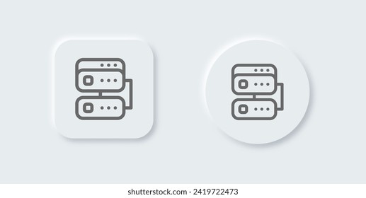 Database line icon in neomorphic design style. Server signs vector illustration.
