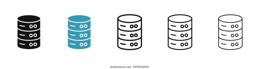 Database line icon set. cylinder server data storage line icon. hdd cloud database icon for Ui designs.