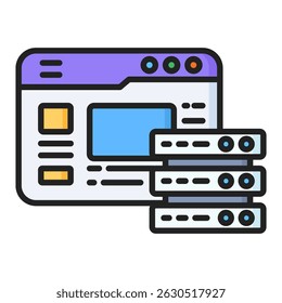 Icono de color lineal de la base de datos. Diseño de ícono de Vector simple en estilo de color lineal. Formato de Vector editable