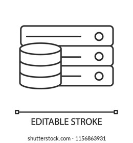 Database linear icon. Digital storage. Thin line illustration. Server. Big data. Contour symbol. Vector isolated outline drawing. Editable stroke