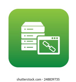 Database link on green button,clean vector