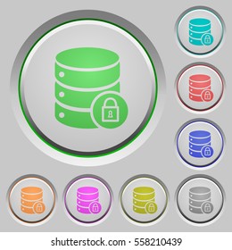 Database lock color icons on sunk push buttons