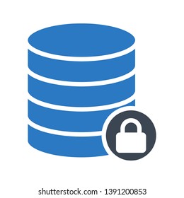 database lock glyph double color icon 