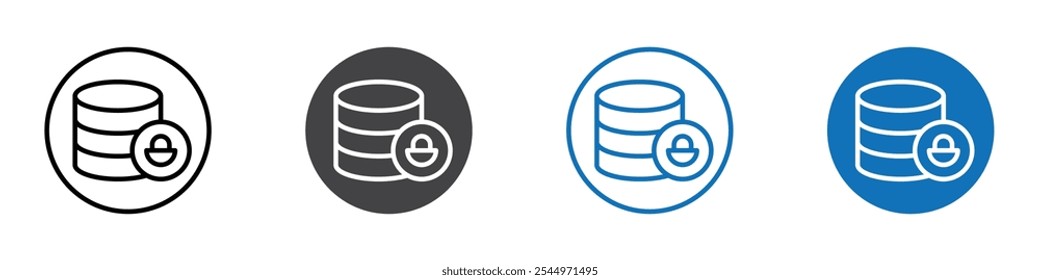Database lock icon Logo sign in thin line outline