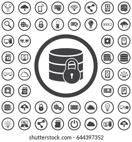 Database lock Icon. Set con technology icons