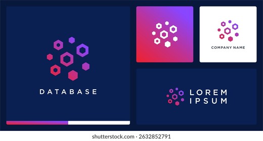 Tecnologia global do logotipo do banco de dados com hexágono