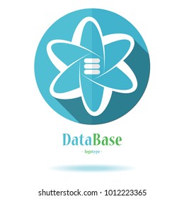 Database logo for sites, startup, blue and white design, vector illustration
