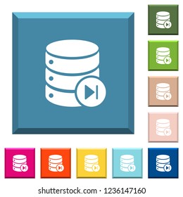 Database macro next white icons on edged square buttons in various trendy colors