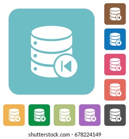 Database macro prev white flat icons on color rounded square backgrounds