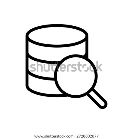 Database with magnifying glass, linear icon. Data search, information analysis, server auditing, query processing