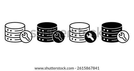 Database Maintenance Icon Black and White Color Vector Design