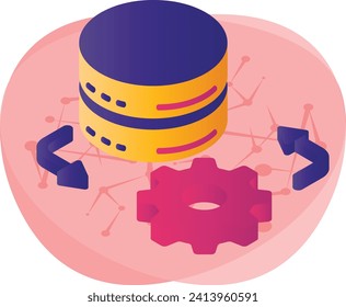 Database Maintenance isometric Concept, IT operations analytics Vector Icon Design, Big data Symbol, Business intelligence Sign,Web hosting and Data Center Stock Illustration