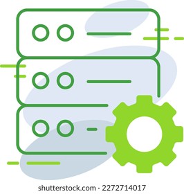 Database management business management icon with green outline style. information, database, technology, data, digital, management, business. Vector Illustration