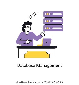 Database Management Concept vector illustration.  isolated on white Background.
