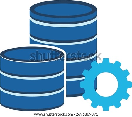 Database Management and Configuration with Servers and Gear Icon Data Storage Solutions