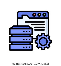 Icono de administración de base de datos Ilustración vectorial de color lineal