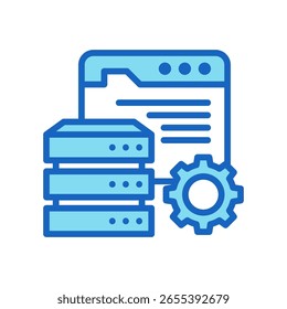 Ícone de gerenciamento de banco de dadosIlustração do vetor de cor azul