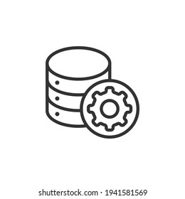 Database management line icon isolated on white background. Vector illustration