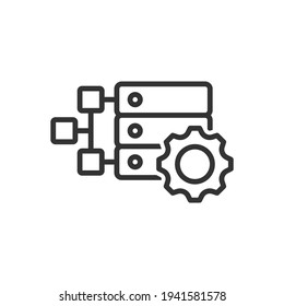 Database management line icon isolated on white background. Vector illustration