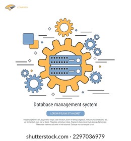 Database management system, data center, web hosting flat contour style vector concept illustration