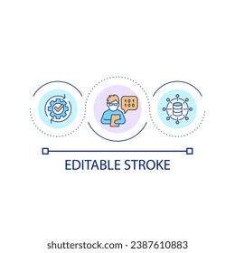 Database master loop concept icon. System analyst. Information management. Data administrator abstract idea thin line illustration. Isolated outline drawing. Editable stroke. Arial font used