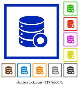 Database messages flat color icons in square frames on white background