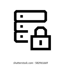 Database mini line, icon, background and graphic. The icon is black and white, linear  flat, vector, pixel perfect, minimal, suitable for web and print. 