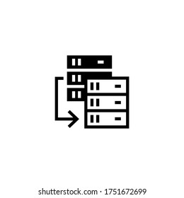 Database Mirroring icon in black flat glyph, filled style isolated on white background