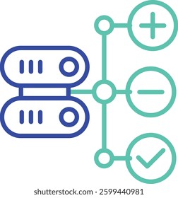 Database modification outline dual color vector illustration icon design