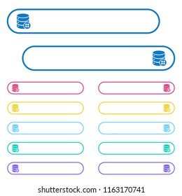 Database modules icons in rounded color menu buttons. Left and right side icon variations.