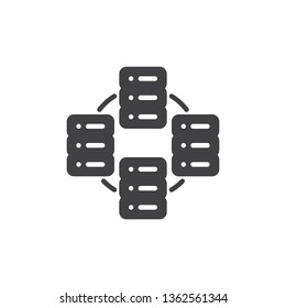 Database network connect vector icon. filled flat sign for mobile concept and web design. Data server transfer glyph icon. Symbol, logo illustration. Pixel perfect vector graphics