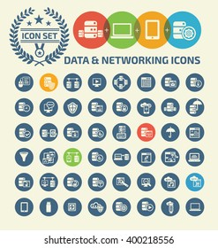 Database and network icon set,clean vector