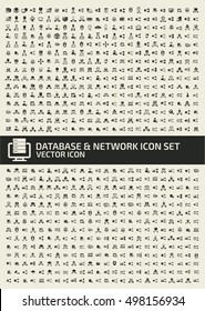 Database and network icon set,clean vector