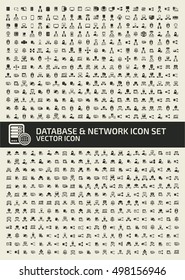 Database and network icon set,clean vector