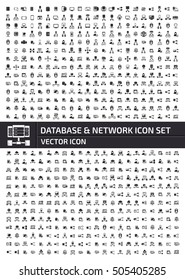 Database and network icon set,clean vector