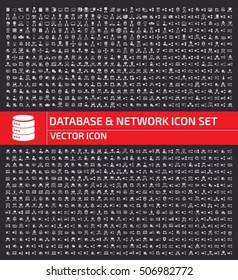 Database and network icon set,clean vector