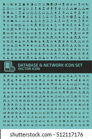 Database and network icon set,clean vector