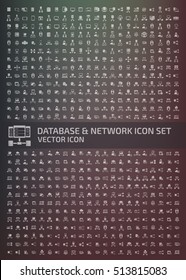 Database and network icon set,clean vector