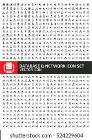 Database and network icon set,clean vector