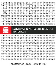 Database and network icon set,clean vector
