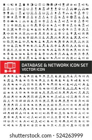 Database and network icon set,clean vector