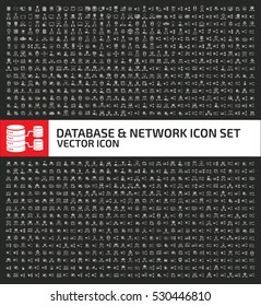Database and network icon set,clean vector