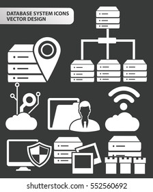 Database and network icon set,clean vector