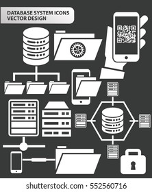 Database and network icon set,clean vector