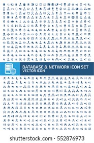 Database and network icon set,clean vector