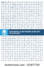 Database and network icon set,clean vector