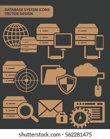 Database and network icon set,clean vector