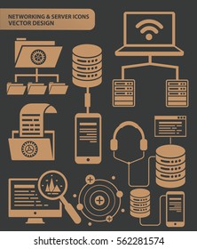 Database and network icon set,clean vector